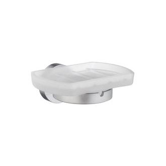 Smedbo HS342 Wall Mounted Frosted Glass Soap Dish with Brushed Chrome Holder from the Home Collection